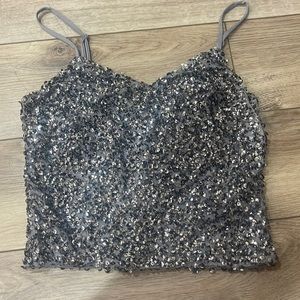 Express sequin crop top